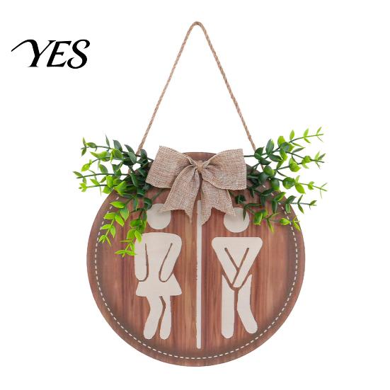 Appeso Decorativo da Parete per WC, Cartello in Legno per Bagno, Segno Uomo e Donna, Decorazione Rustica per la Casa, Targa Rotonda in Stile Rustico, Cartello per Servizi Igienici