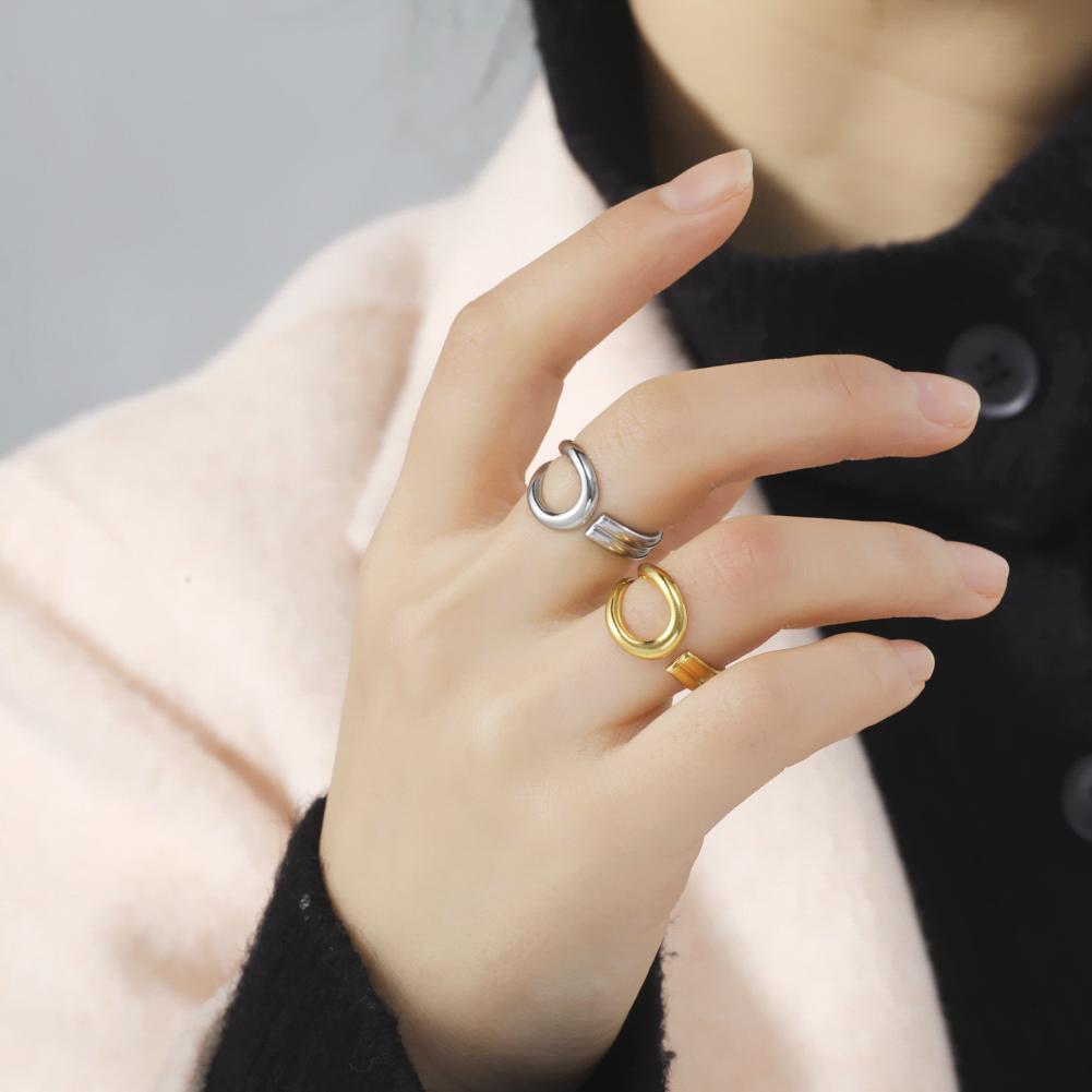Cazador Open Geometric Rings for Women Stainless Steel Jewelry Adjustable Irregular Ring Mother Day Gift Wholesale Wedding 2026