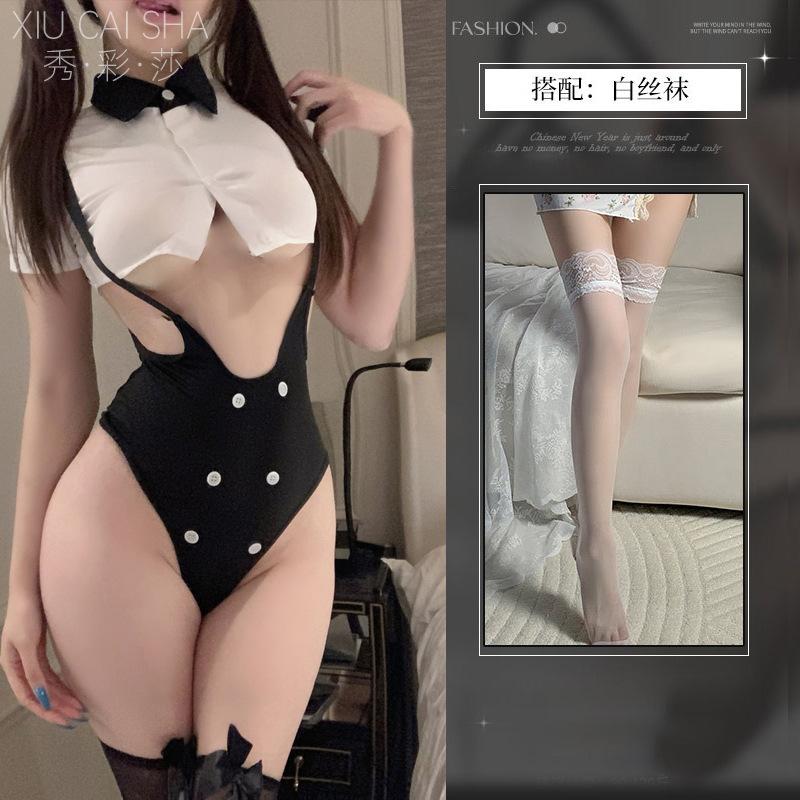Sex Lingerie Pure Lust Sexy Bunny Maid Uniform Free and Edible One-piece Hip Bared Temptation Clothes Set