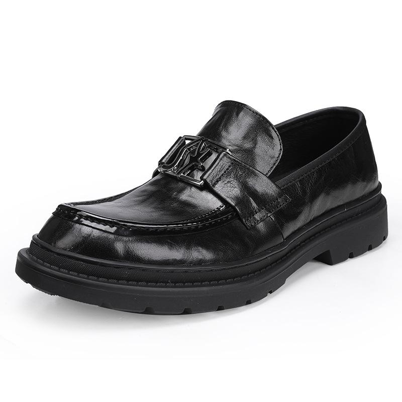 22 Men'S Shoes Tire Cowhide Loafers One-Pedal Lazy Shoes British Business Leather Shoes Men'S Casual Leather Shoes