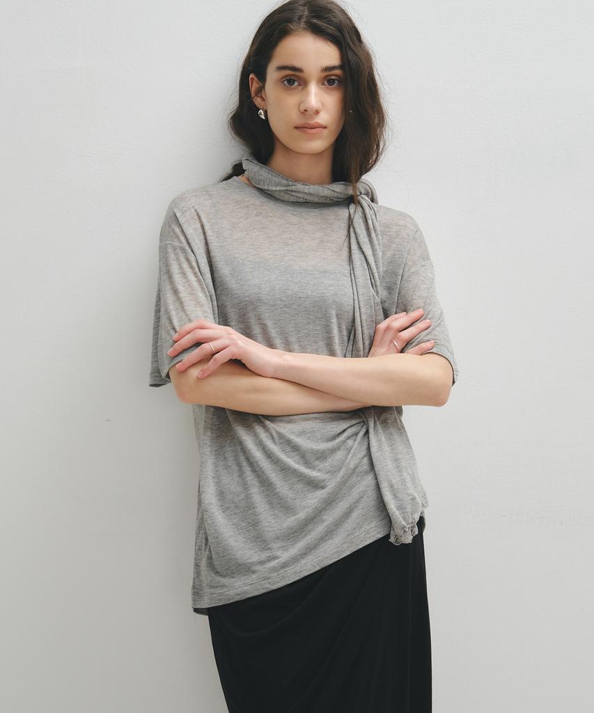 NOIRER FOR WOMAN Summer Wool Loose Fit T-Shirt (Melange Grey)