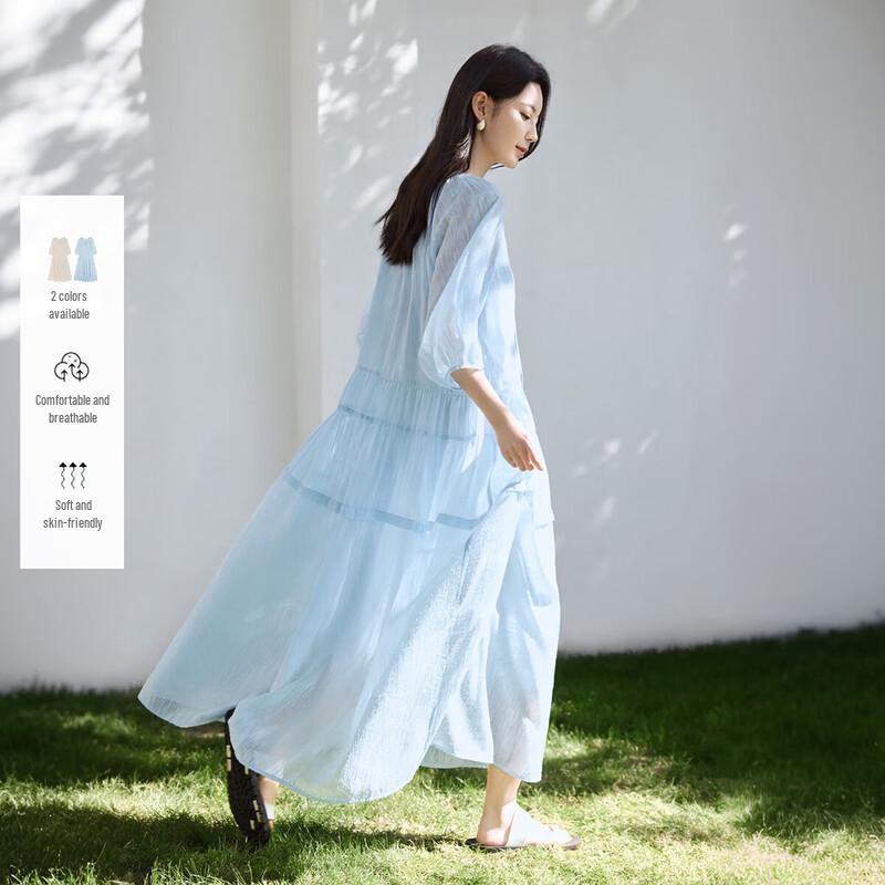 

IHIMI Платье-комплект из двух предметов с текстурированным шифоном «Утренний туман» S