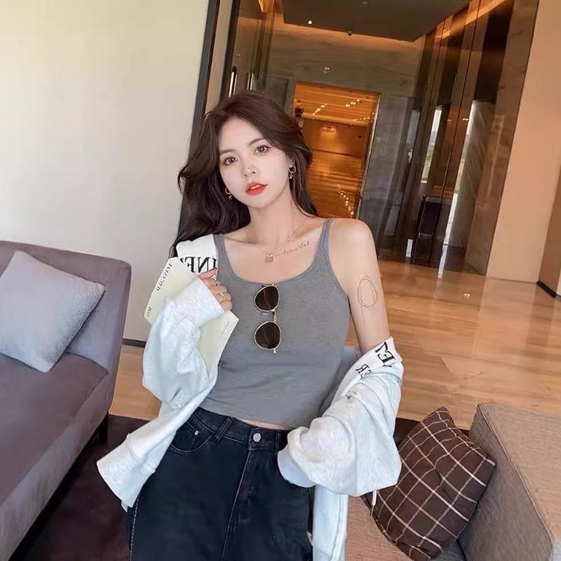 Autumn and Winter Cashmere Pulled Hair with Chest Pad Thin Shoulder Strap Thermal Vest High Stretch To Slimming Inside and Outside Wearing Suspenders