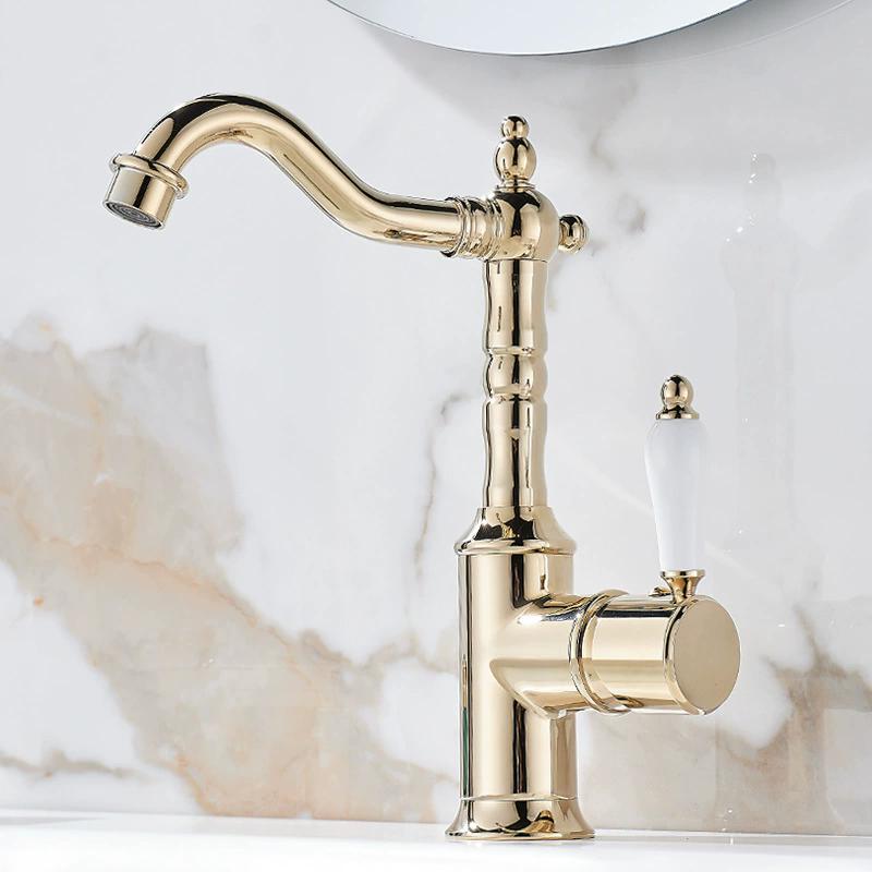 Gold Basin Faucet Antique Bronze Bathroom Faucet Mixer Tap Black Wash basin Faucet Hot and Cold Lavotory Faucet Water Faucet