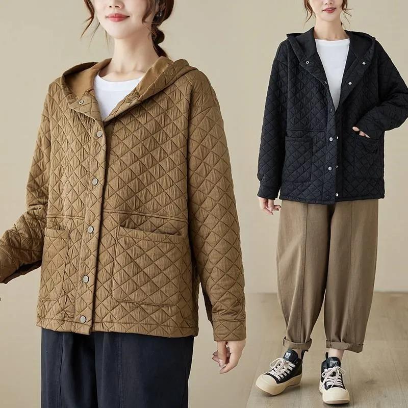Casual Splicing Long Sleeves Pocket Baseball Uniforms Autumn Winter Woman Korean Loose Cotton Clothing