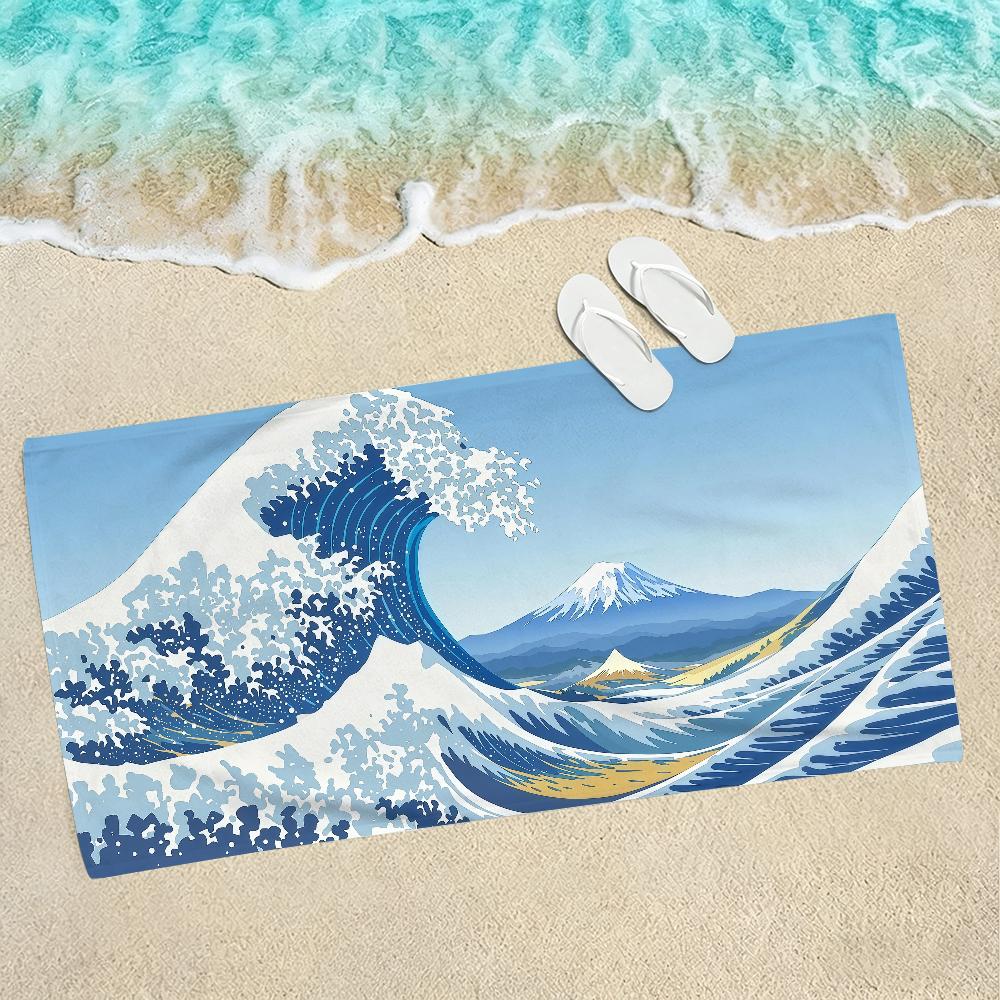 Katsushika Art Great Waves Cartoon Towel Towels For Beaches Yoga Studios Gyms Hot Springs Swimming Pools And Picnics
