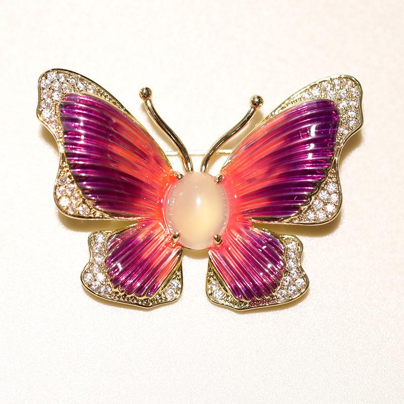 Bo Xin Yun Hand-Painted Enamel Butterfly Brooch - High-End Colorful Insect Lapel Pin for Women