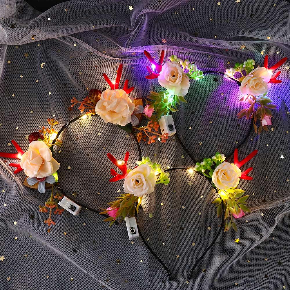 Korean Style Hair Accessories Women Hair Wear Elk Ears Headband Glowing Headband Fairy Deer Ear