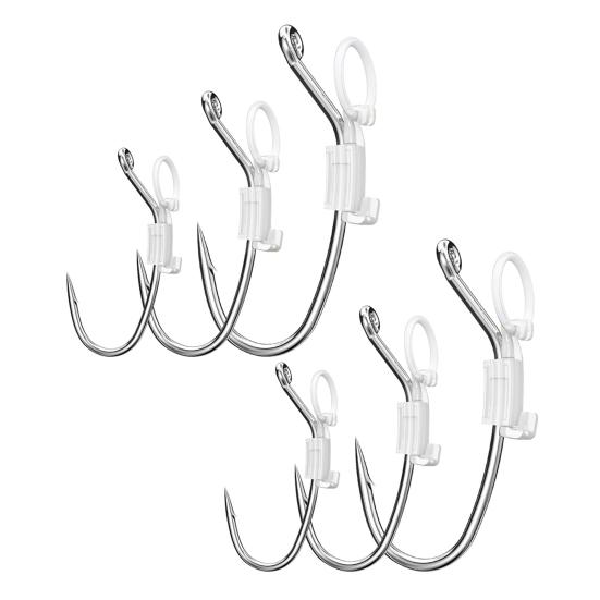 6/12/24Pcs Luminous Live Shrimp Fixing Hook Heavy Duty Metal Barbed Fishhook Freshwater Saltwater Catfish Bass Fishing Hook Fishing Accessories