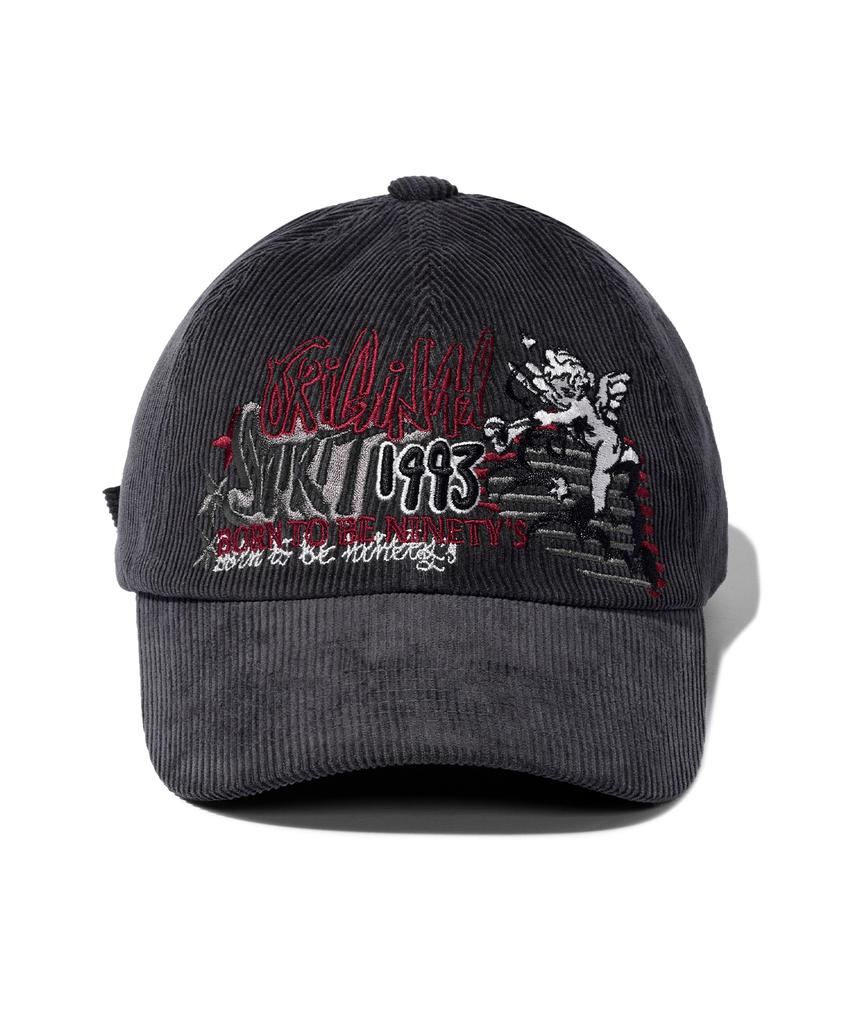 1993STUDIO Angel Corduroy Ball Cap_Charcoal