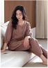 Women's Pajama Set with Chest Pads: Seven-Sleeve Cardigan & Nine-Point Pants for Spring, Autumn & Summer