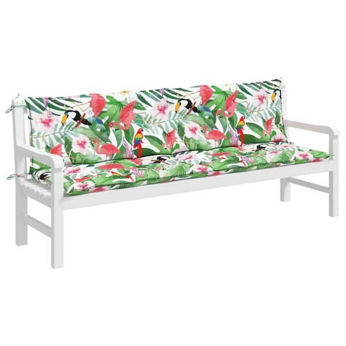 VidaXL Garden Bench Cushions Set of 2 Multicolour 200x50x7 Cm 361749