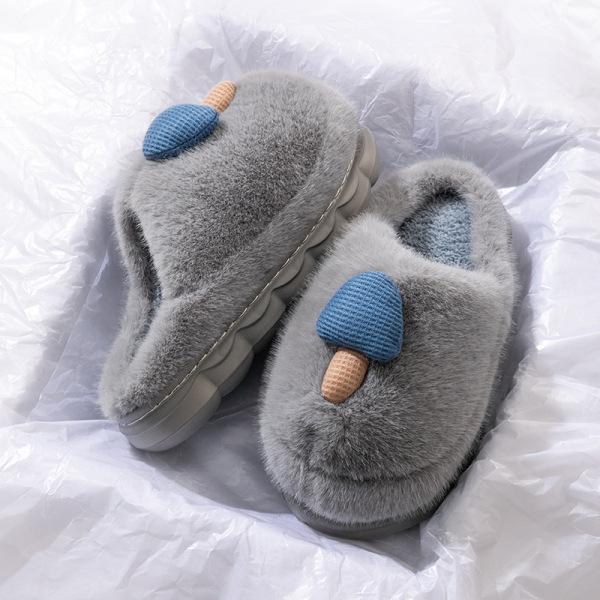 Women's Cotton Non-Slip Cartoon Slippers - Warm Velvet, Thick Sole, Furry Indoor Footwear for Autumn/Winter 2025 Couples