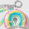 Lovely Heart Keychain Braided Rope Keyring Bag Charm Bag Pendant Star Car Keychain Rainbow Handbag Charm Decorations