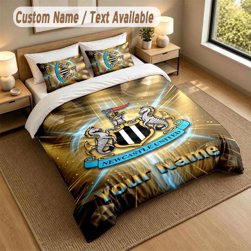 Bedding Set 1 Duvet Cover 2 Pillowcases Newcastle United FC Print Soft Bed Linen Bedroom Decor