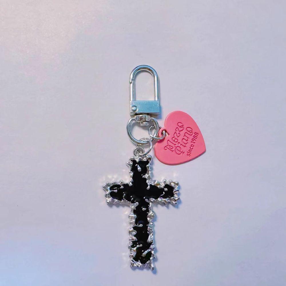 Irregular Gothic Y2K Lava Thorn Keyring Heart Cross Love Keychain  Couple Gift