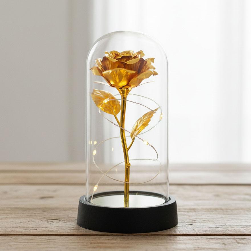 Valentine's Day Gift Rose Immortal Flower Glass Cover Night Light Qixi Festival Mother's Day Christmas Creative Ornament