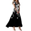 Maxi Dress For Womens High Waiste Deep V Neck Dress Printed Dresses Beach Flowy Dress Retro Summer Dresses