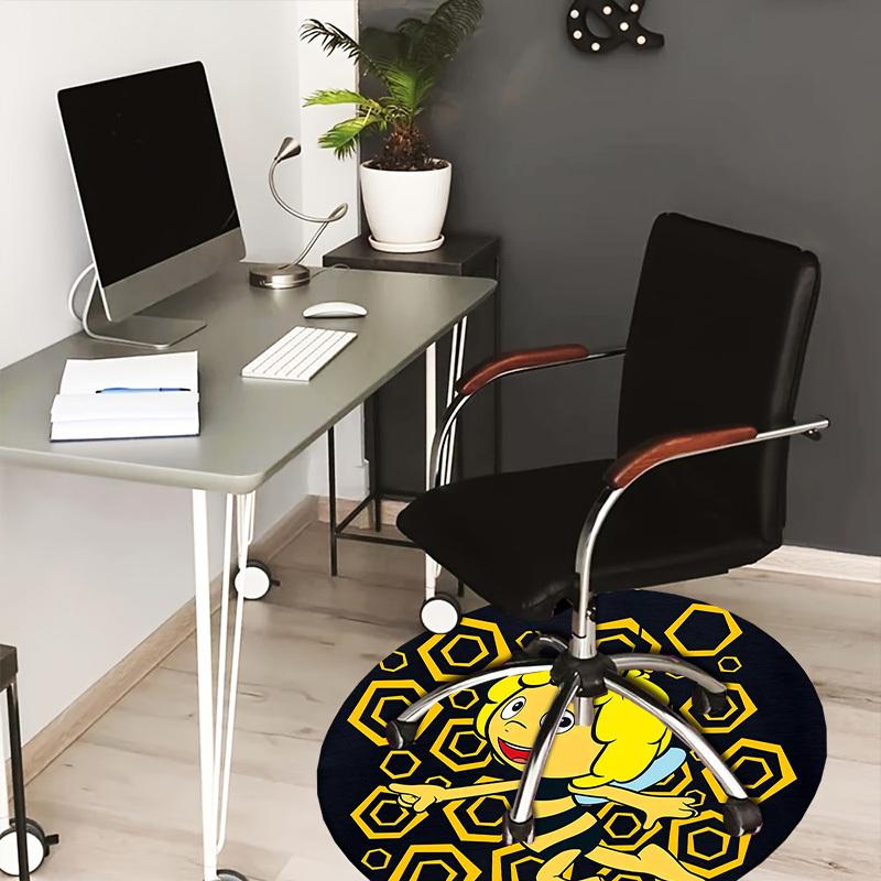 

1pc Bee Character Artwork Round carpet, Made of Polyester,Perfect for Decorating Office Chairs, Living Rooms,Vibrant Decorative Rug 80cm