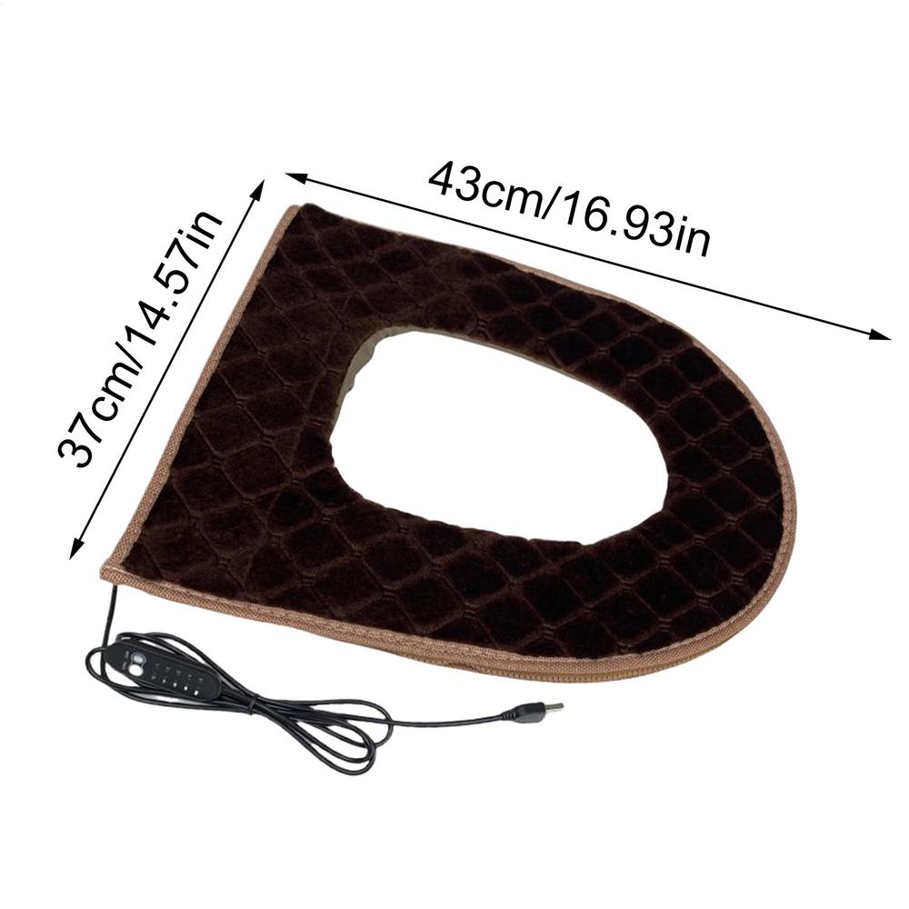 

USB Toilet Seat Cover 5-Level Adjustable Heater Toilet Seat Cover Pad With Timer Plug In Design For Cold Weather Morning Elderly коричневий