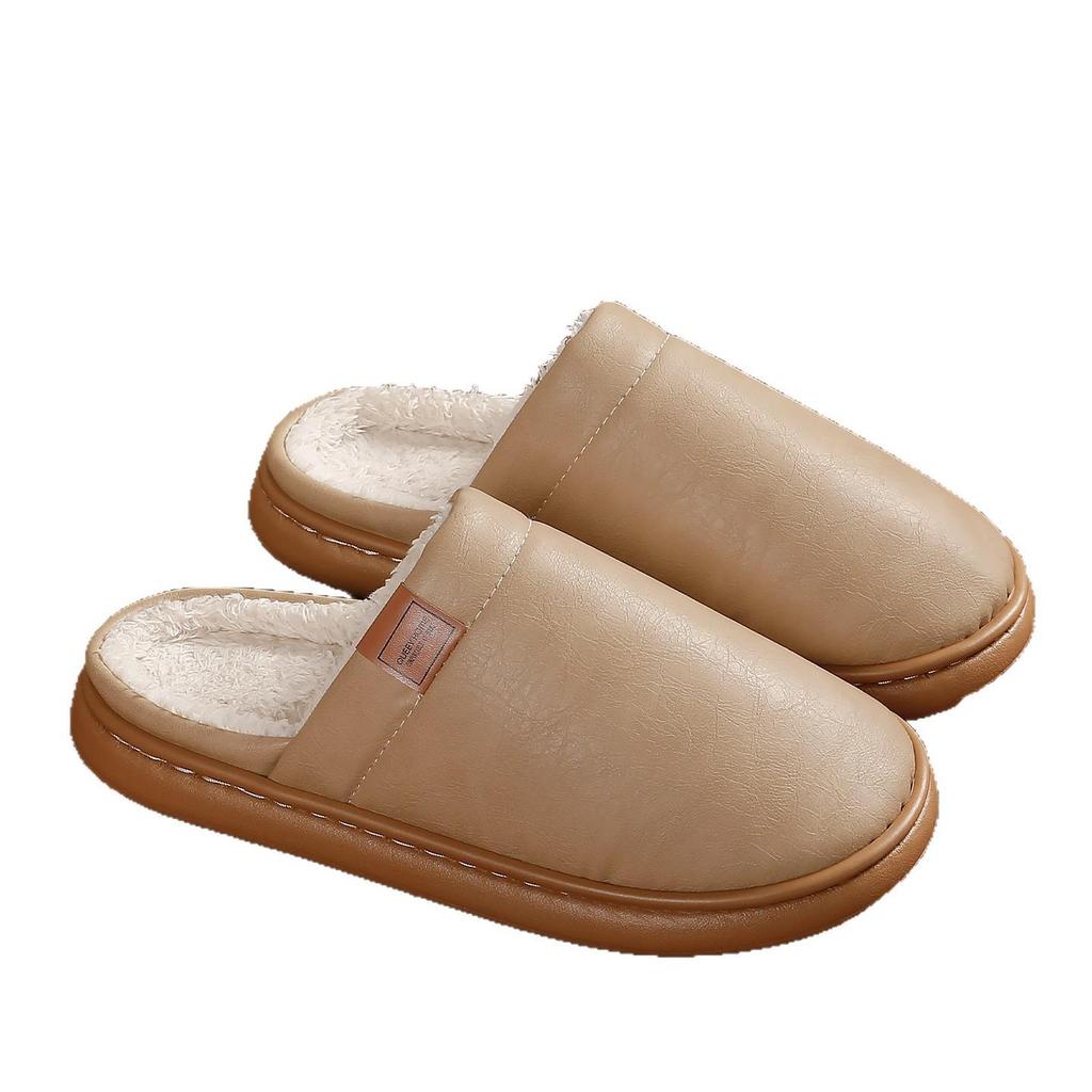 2025 New Unisex Cotton Slippers - Thick Bottom, Plush Lining, Non-slip, Waterproof for Indoor Autumn/Winter Wear
