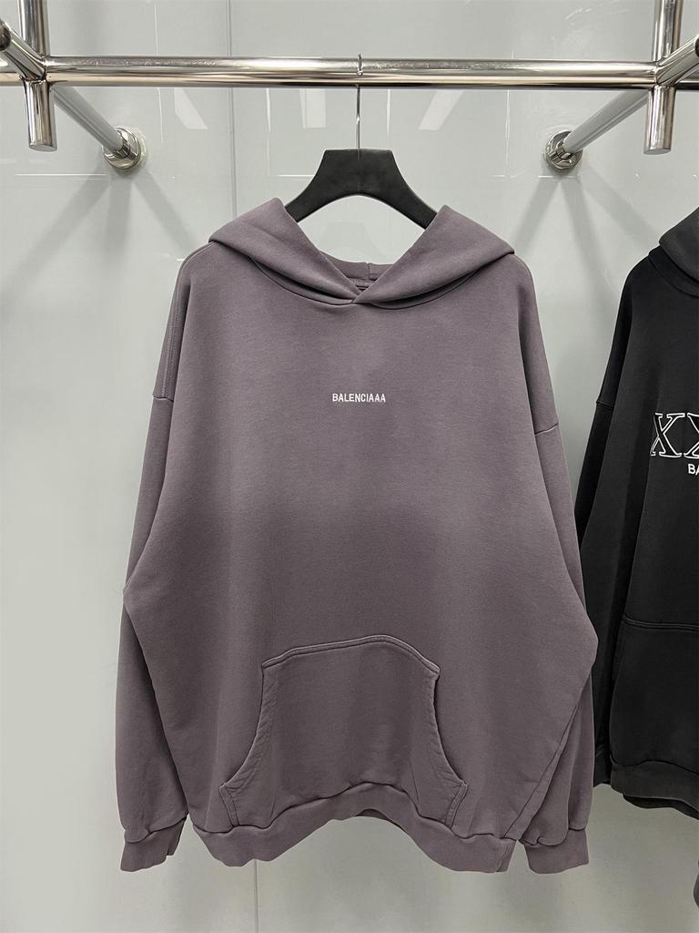 23SS B Brand Gradient Terry Cloth Hoodie with Embroidered Logo, OS Fit, Casual Hooded Sweatshirt