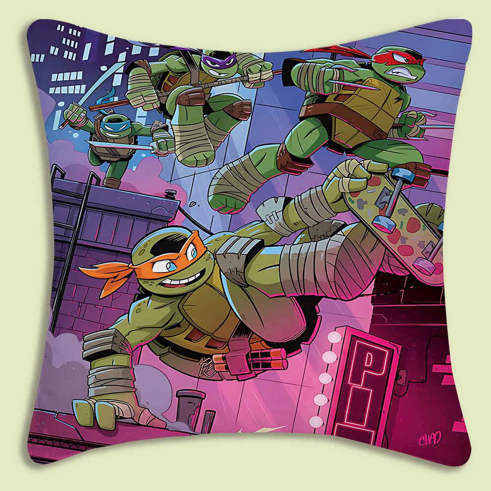 NNinja Turtles Pillow Covers Cartoon Sofa Decorative Home Doublesided Printing Short Plush Cute Cushion Cover