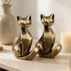 Delicate Cast Bronze Cats Figurine Fashionable Cats Sculpture Ornament Decorative Item For Coffee Table Bedsides Cabinet