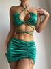 Women's Sexy Lace-Up Glossy Three-Piece Split Bikini Set