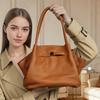 2025 Winter New Versatile Elegant Handbag Top Layer Cowhide Simple Handheld Underarm Bag Wrinkled Basket Bag