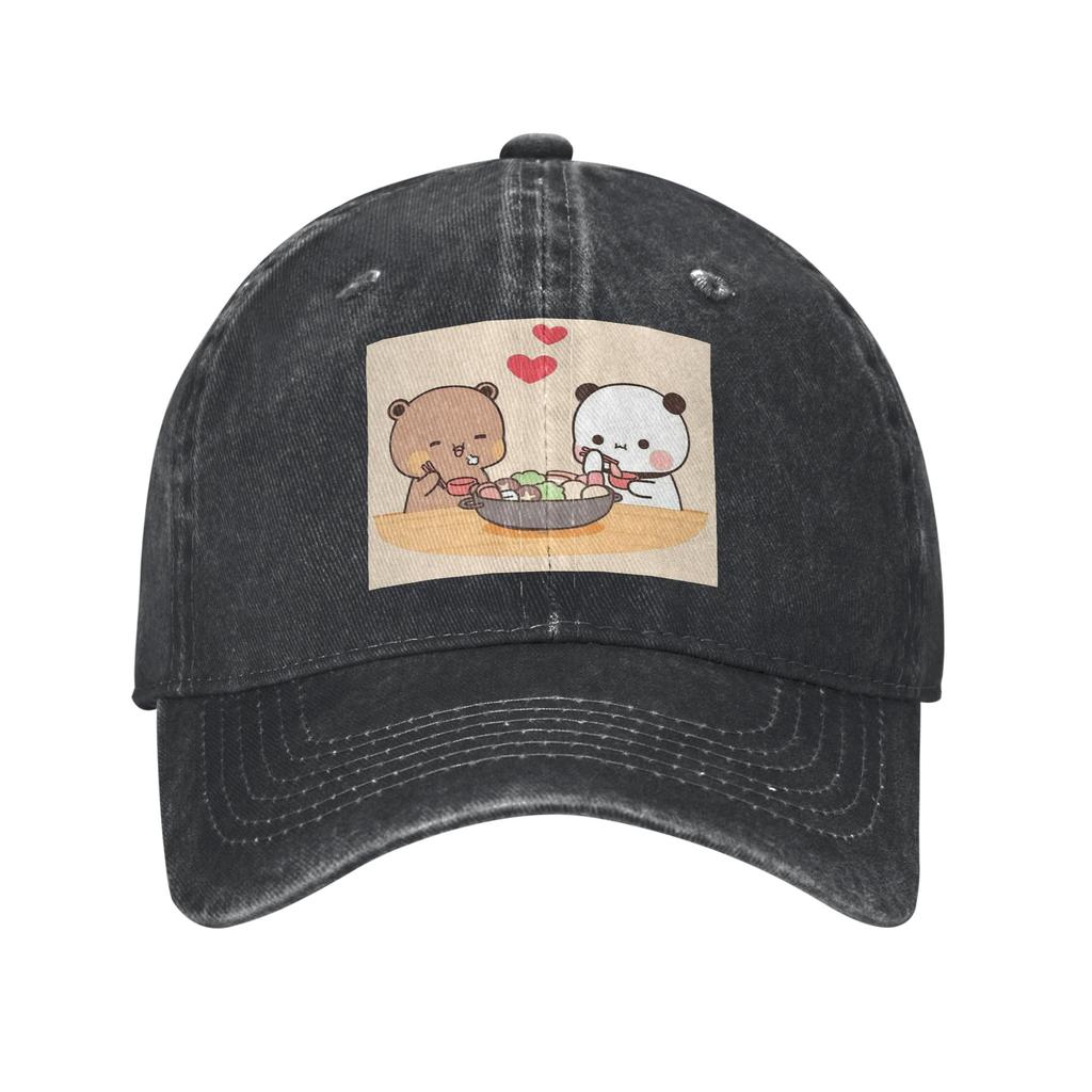 Bubu Dudu Pandabjörnar Tecknad Denimkeps Casual Basebollkepsar Justerbar Hatt Sommar Unisex Basebollkepsar