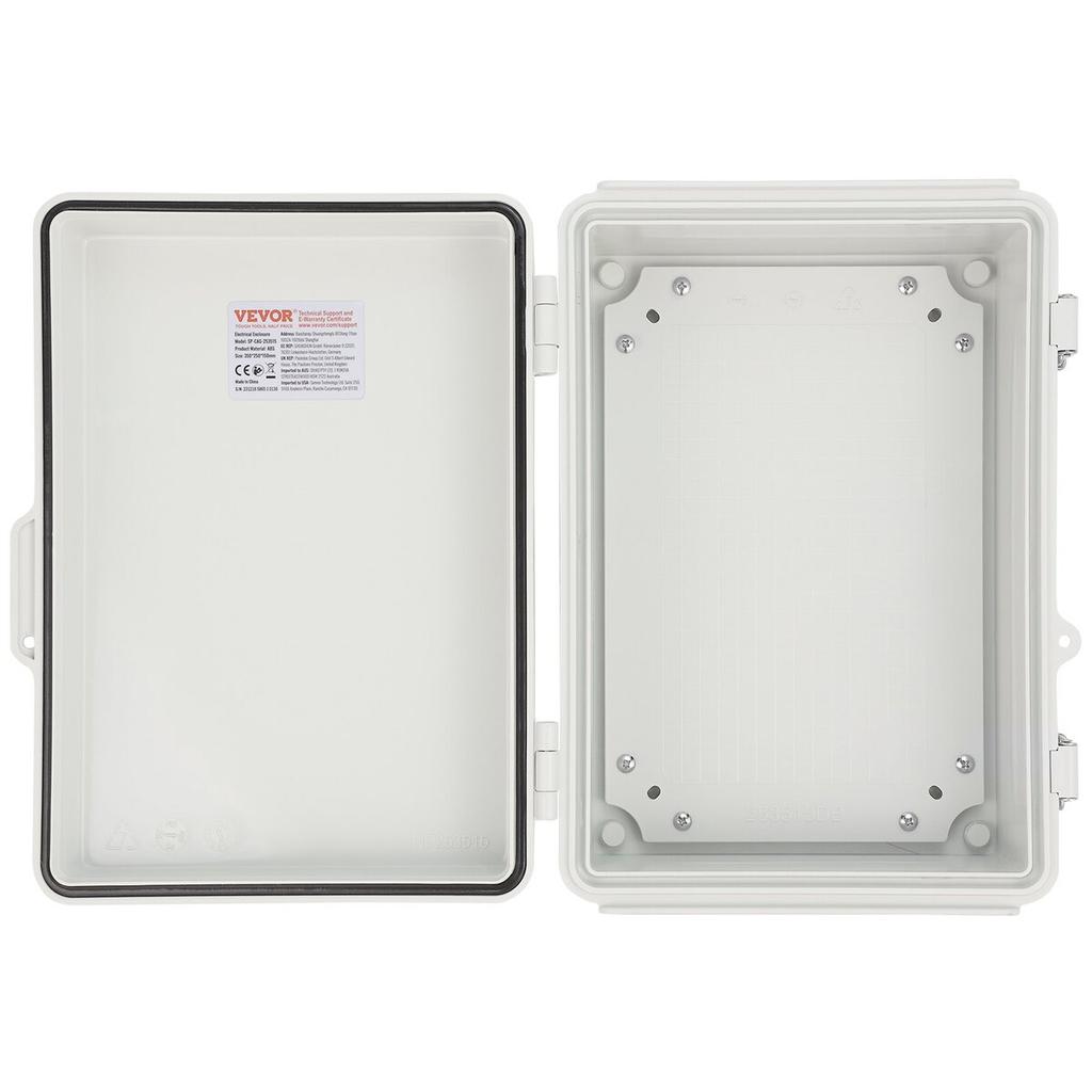 Outdoor Electrical Junction Box, 11.81 x 7.87 x 7.08 in, ABS Plastic Electrical Enclosure Box with Hinged Cover Stainless Steel Latch, IP67 Dustproof