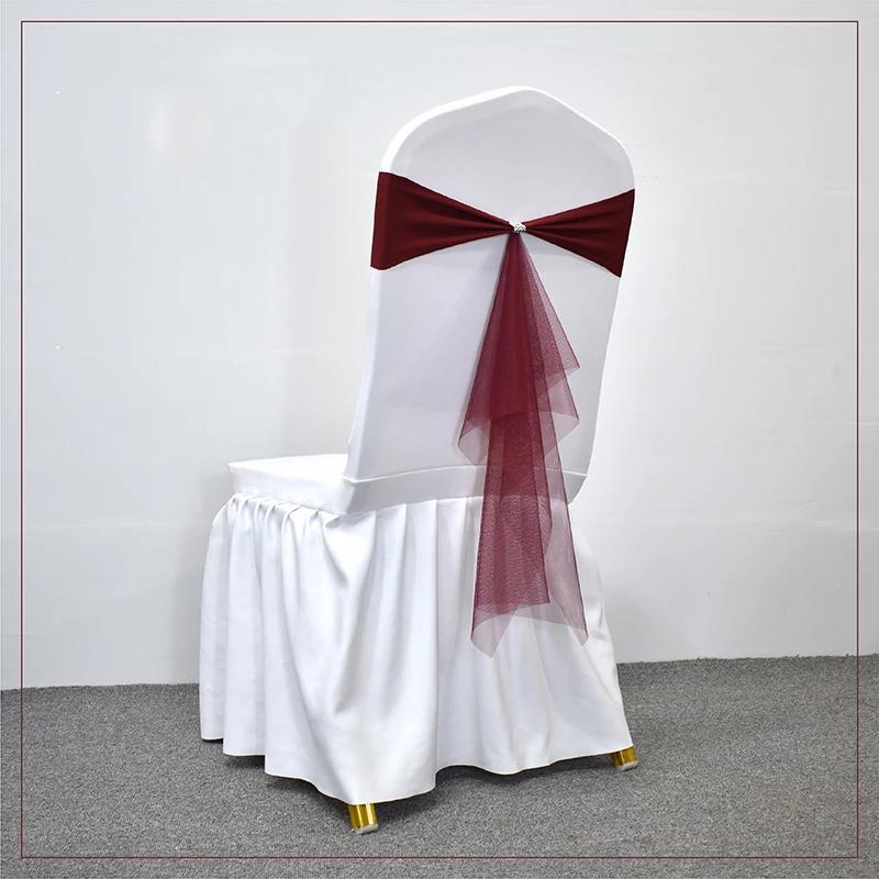 10/50 pièces Stretch Spandex Nœuds de Chaise avec Ruban Organza à Nouer Pour Banquet Fête Mariage Élastiques Écharpes de Chaise
