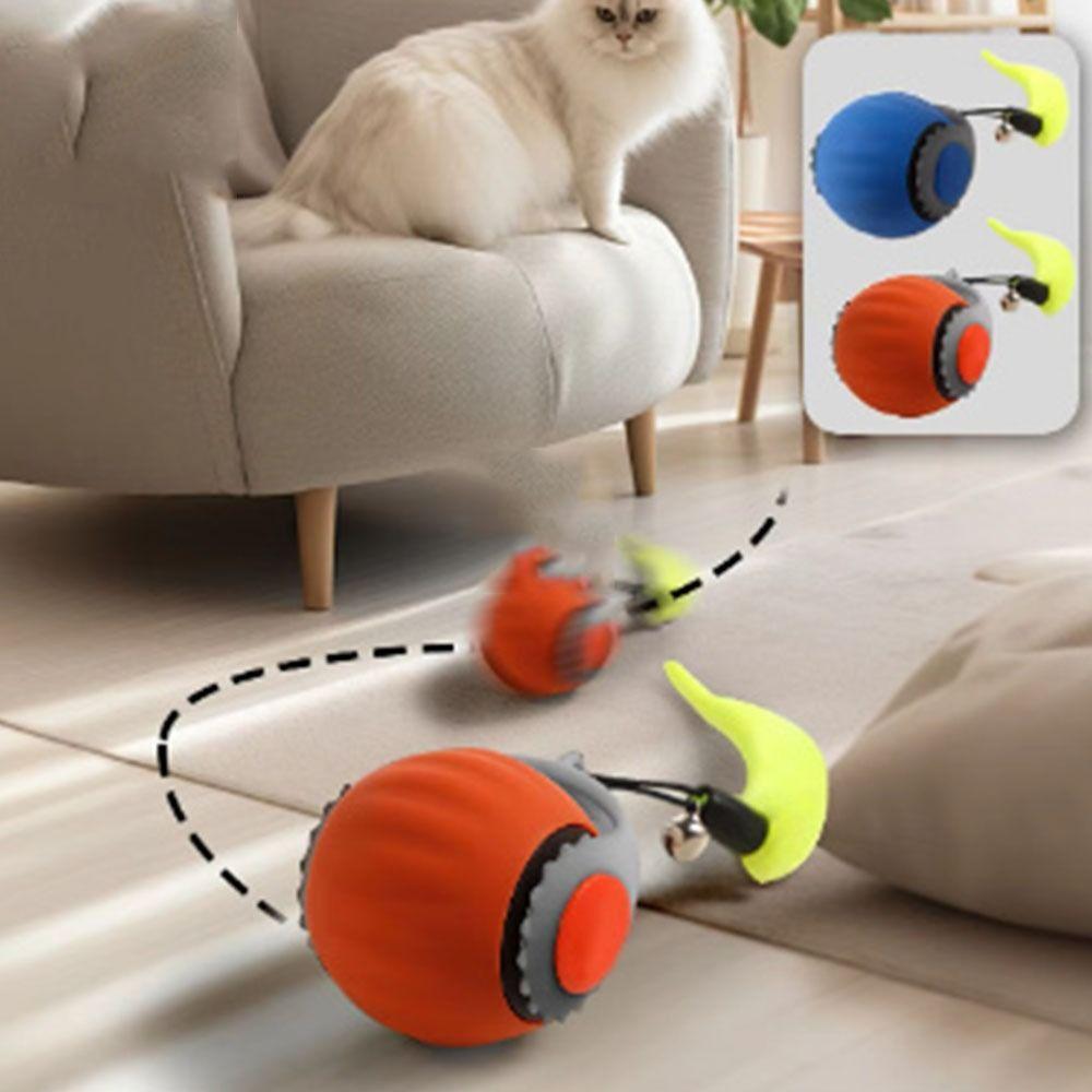 Gravity Sensor Cat Interactive Ball Automatic Moving Smart Pet Toy Ball with Faux Tail Silicone Jumping Rolling Ball Self Hi
