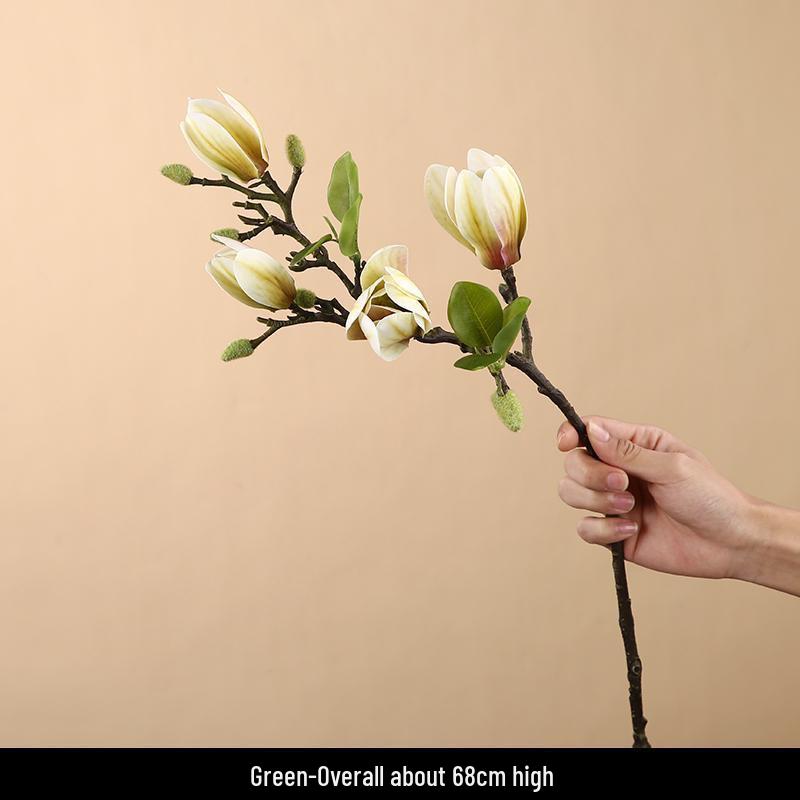

3D Искусственный цветок магнолии - Домашний декор в китайском стиле для гостиной и обеденного стола зелёный