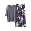 Pajamas, Floral Pattern, Women's, Short Sleeve, Top and Bottom Set, Thin, 3/4 Length, Pants, Rayon, Room Wear, Plain, Long Sleeve, Long Pants, Loose,