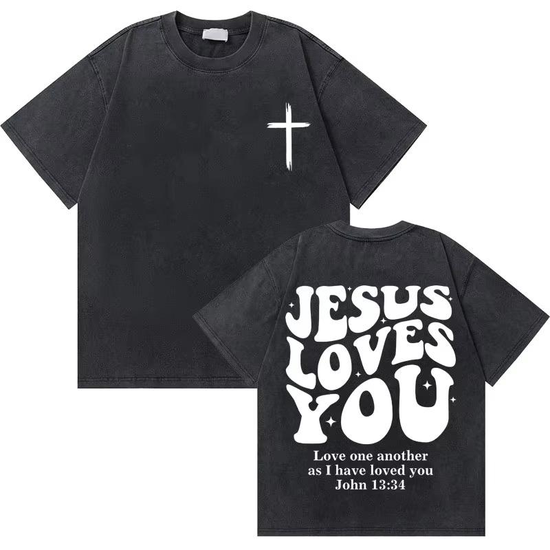 Křesťanské náboženské Ježíš Král slávy Oprané tričko Letní Pánské Dámské Módní Oversized Streetwear Pánské Vintage trička Topy