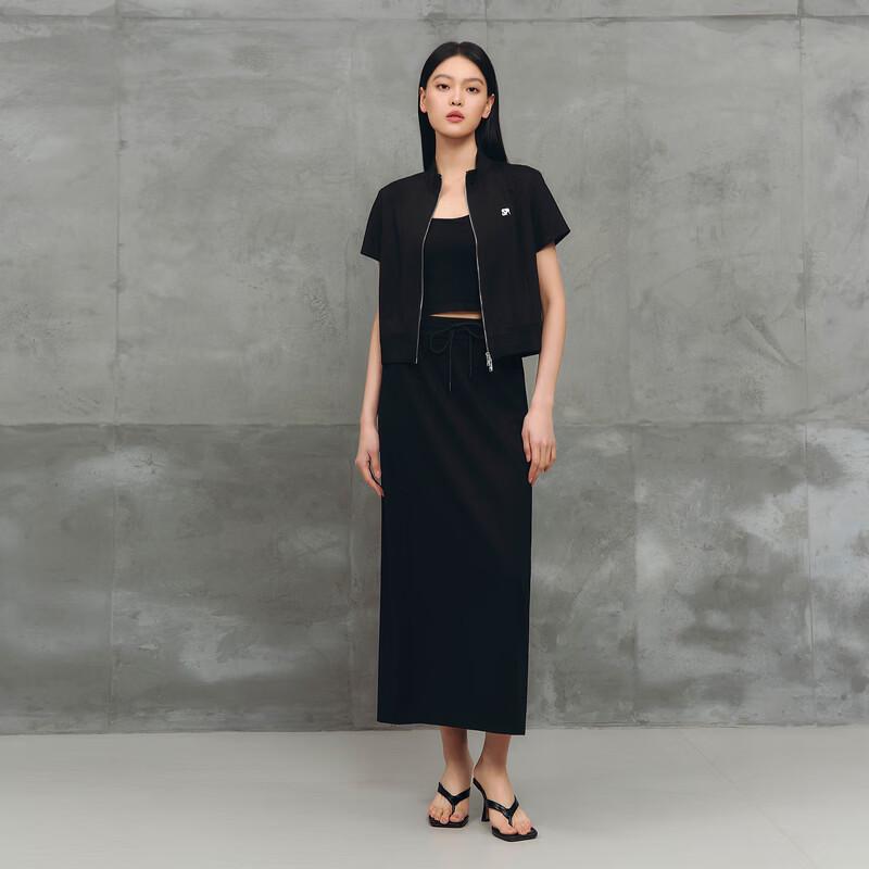 Sancai Women's 2026 Summer Elastic Waist Straight Long Skirt