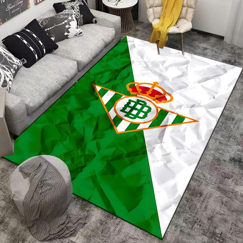 Green and White Carpet with Crown Symbol and Geometric Design Pattern Suitable for Use As an Anti-slip for Living Room Bedroom Sofas