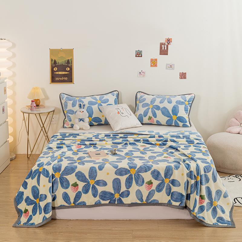 Überwurfdecke aus Mikrofaser mit Blumenmuster, weich, gemütlich, Pflanzen, Sonnenblumen, Gänseblümchen, blau, Fleece-Strickdecke, leichte, flauschige Decke für alle Jahreszeiten, für Couch, Bett, Sofa