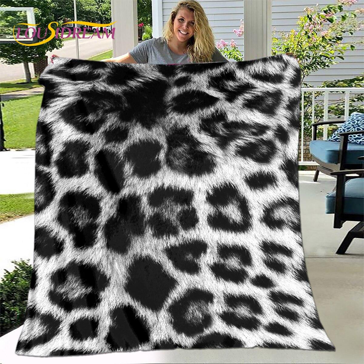 

Класична ковдра з леопардовим принтом, фланелева ковдра, тепла ковдра для вітальні, спальні, ліжка, дивана, подарунок для подорожей 150x180cm