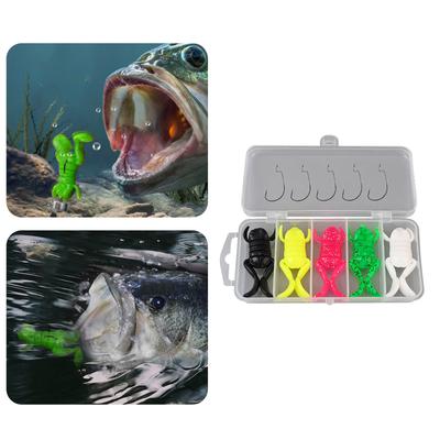 5pcs Simulated Soft Frog Bait Topwater Frog Lures Set with Hook Frog Artificial Crankbait Lures Swimbait Fishing Lure