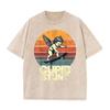 T-shirt Oversize Délavé Acide Graphique Skate Rétro Beige « Cupid Stunt »