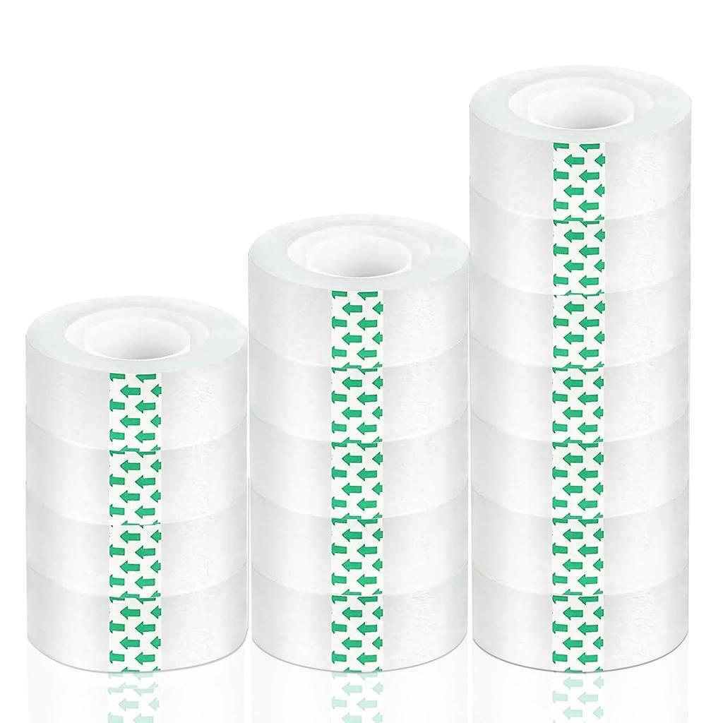 12 Rolls Transparent Tape Refills, 3/4-Inch x 1000 inch Clear Tape, 1 inch Core, Clear Tape Refill Rolls for Gift Wrapping, Home, School