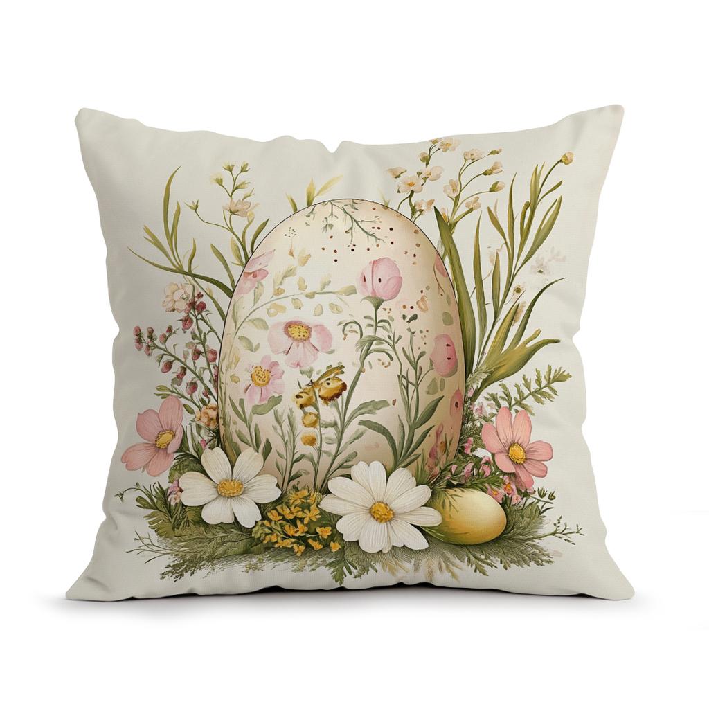 Easter Bunny And Eggs Pillowcase Printed Polyester 40/45/50cm Throw Pillowcover Decorative Sofa Cushion Pillowslip Home Decor