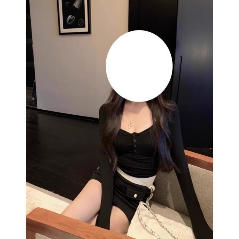 Pure Desire Large Neckline Bottoming Shirt Top Women's Spring Sexy Pure Desire Style with Short Fashionable Age-reducing Shirt