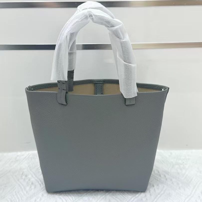 The Row Genuine Leather Small Tote Bag - Large Capacity, Lychee Pattern, Shoulder/Crossbody/Underarm Styles.