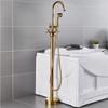 Tuqiu Gold Bathroom Bathtub Faucet + Handheld Shower Free Standing Luxury Waterfall BathTub Mixer Taps Floor Mounted