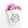 Women Canvas Shoulder Bag Canvas Shopping Bag Eco Letter Flower Handbag Tote Bag Book Bag Reusable Grocery Ladies Shopper Bags