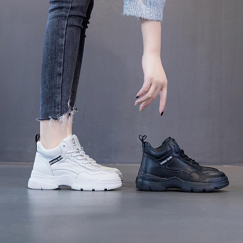 New high-top little white shoes 2025 spring and summer fashion thick-soled breathable casual shoes sports dad shoes women's Martin boots